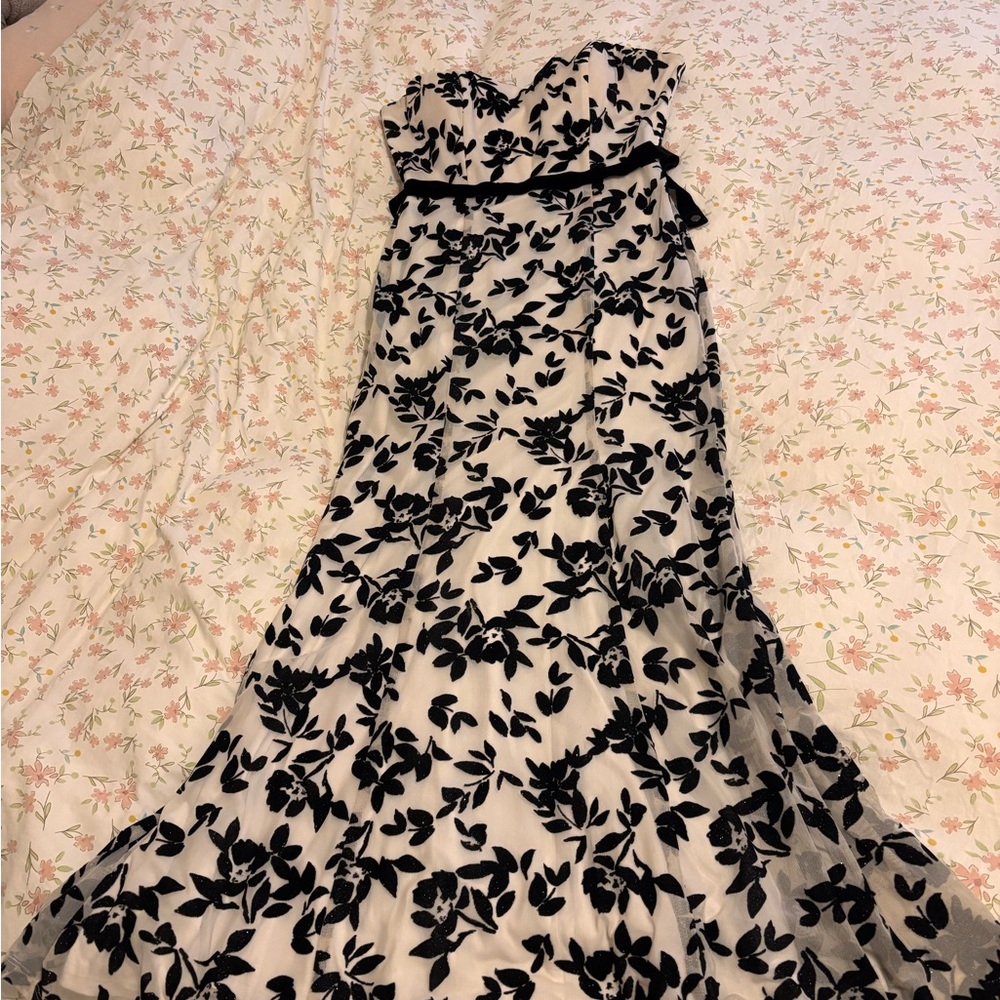 Strapless Black and White Dress